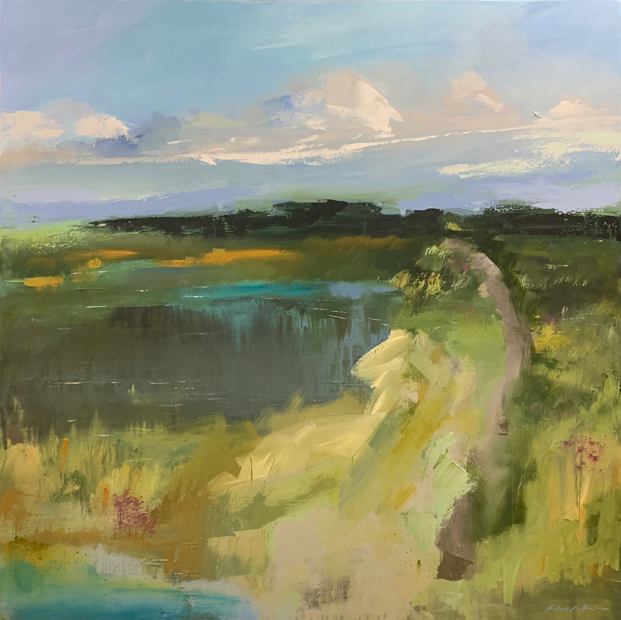 "Through the Marsh", 48"x48", acrylic on canvas.
