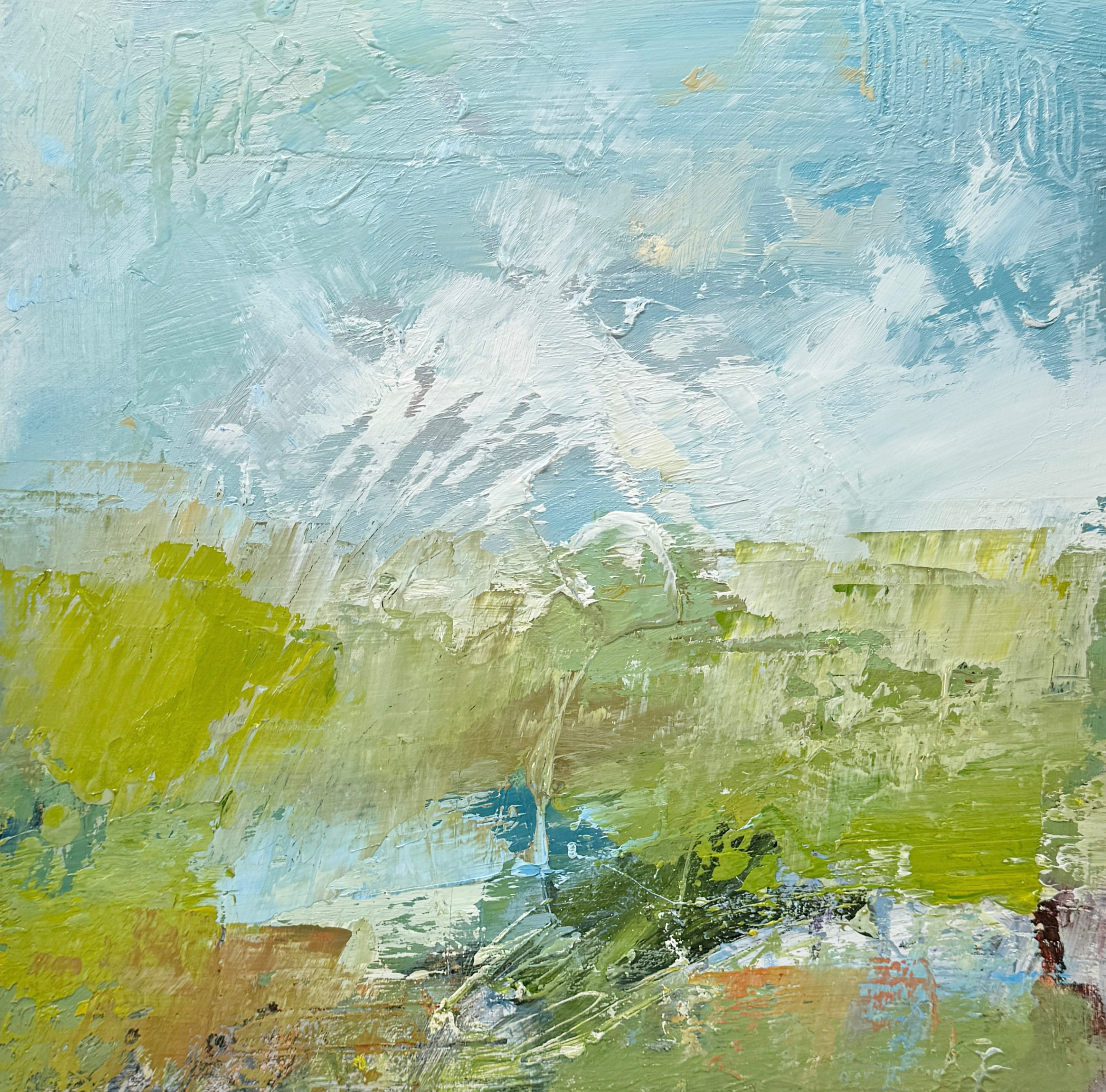 "Sky and Water, Sky and Earth As One" II, oil 12x12 inches, on cradled wood panel.