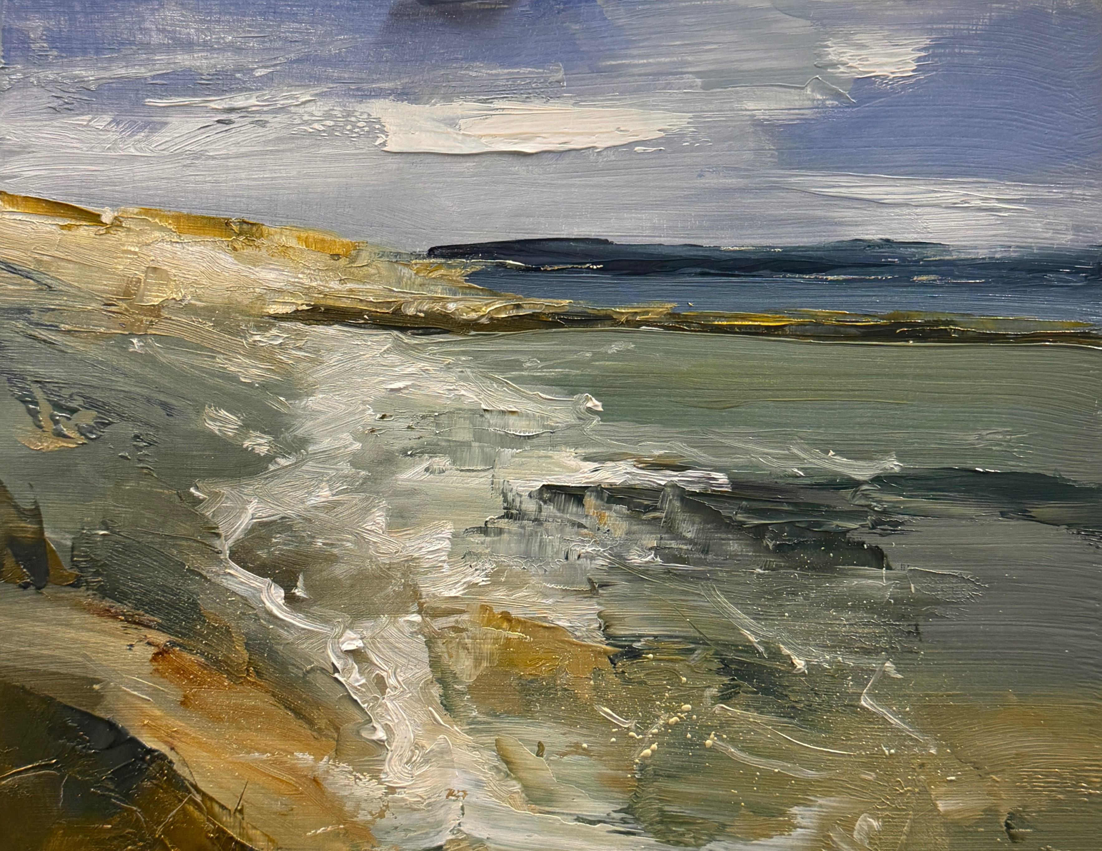 The strand, Inis Maein, Aran Islands, west coast of Ireland. 8" x 10", oil on wood panel.