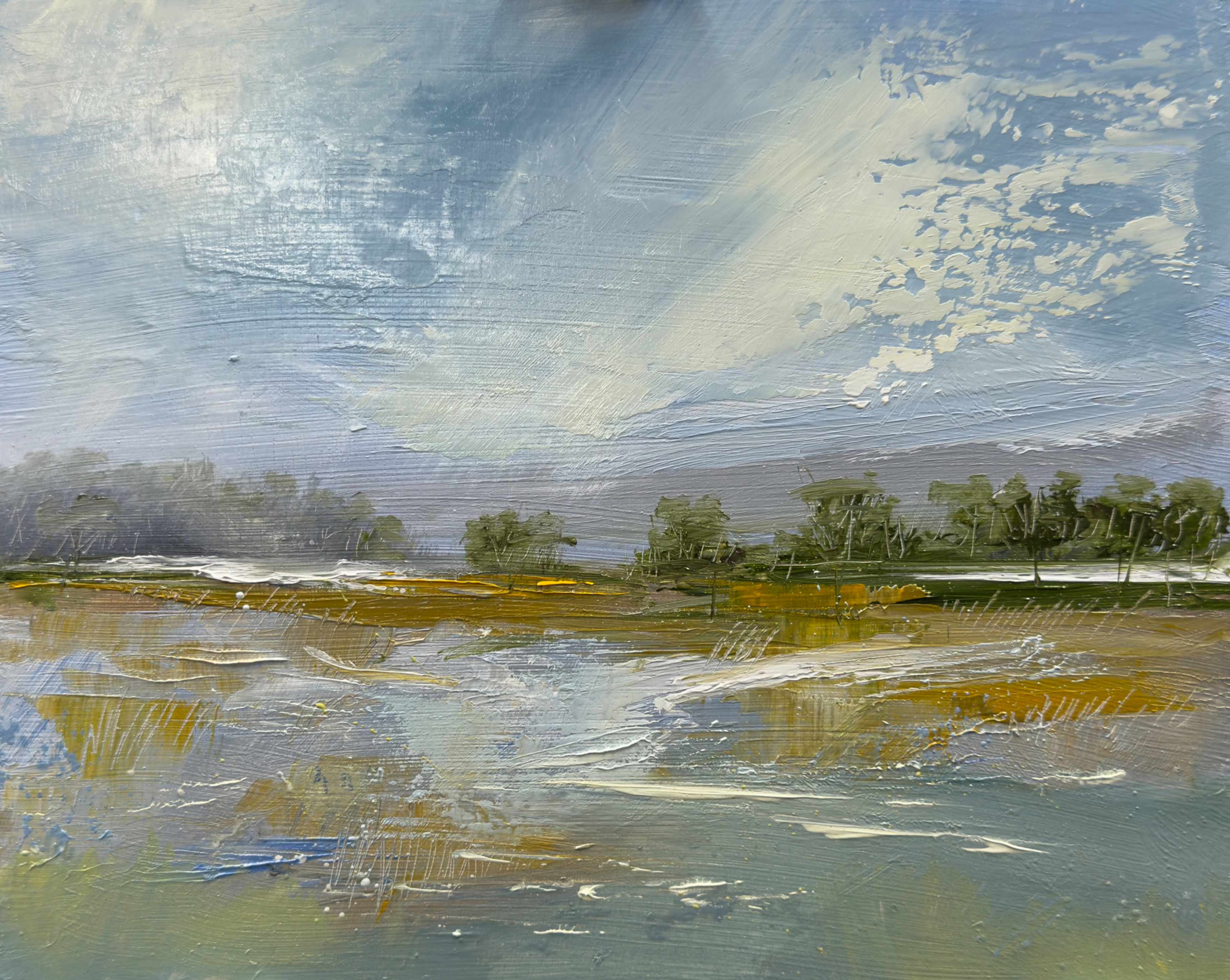 Wind gusts, Jackyll Island, Georgia. 8" x10", oil on wood panel. Available.