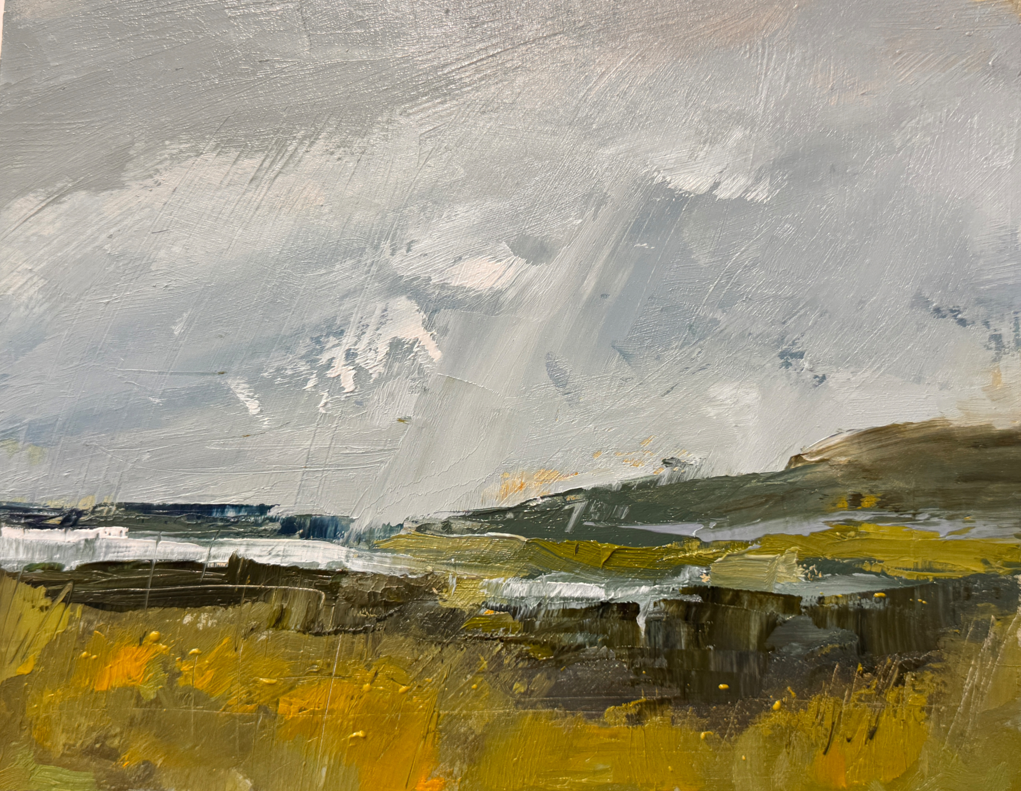 Distant Showers. The road from Killarney to Dingle, Co. Kerry, Ireland. 8" x 10", oil on cradled wood.