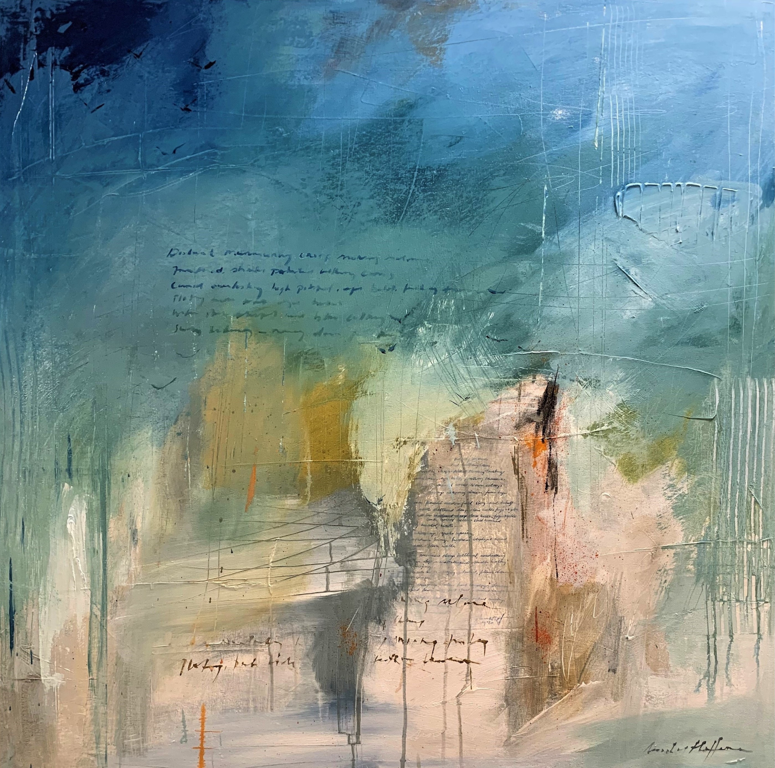 "Ink-blue-black Dawn" 42"x42" oil on canvas.