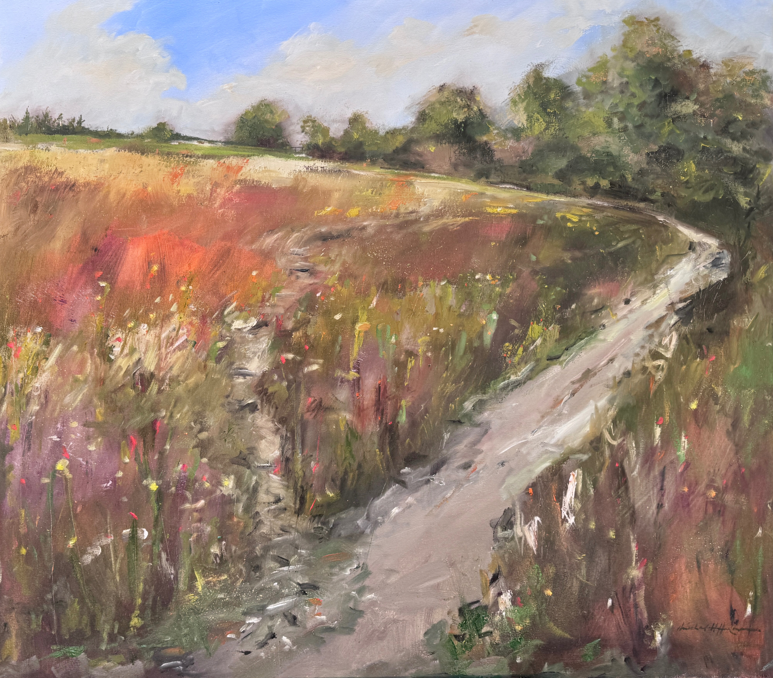 Autumnal Trail, 42X48 inches, oil on canvas.