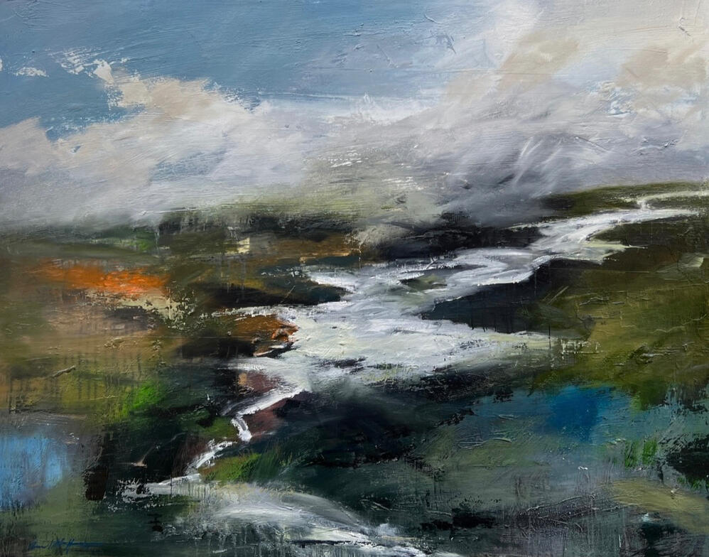 The Unfolding Riverbend I, 48" x60" oil on canvas.